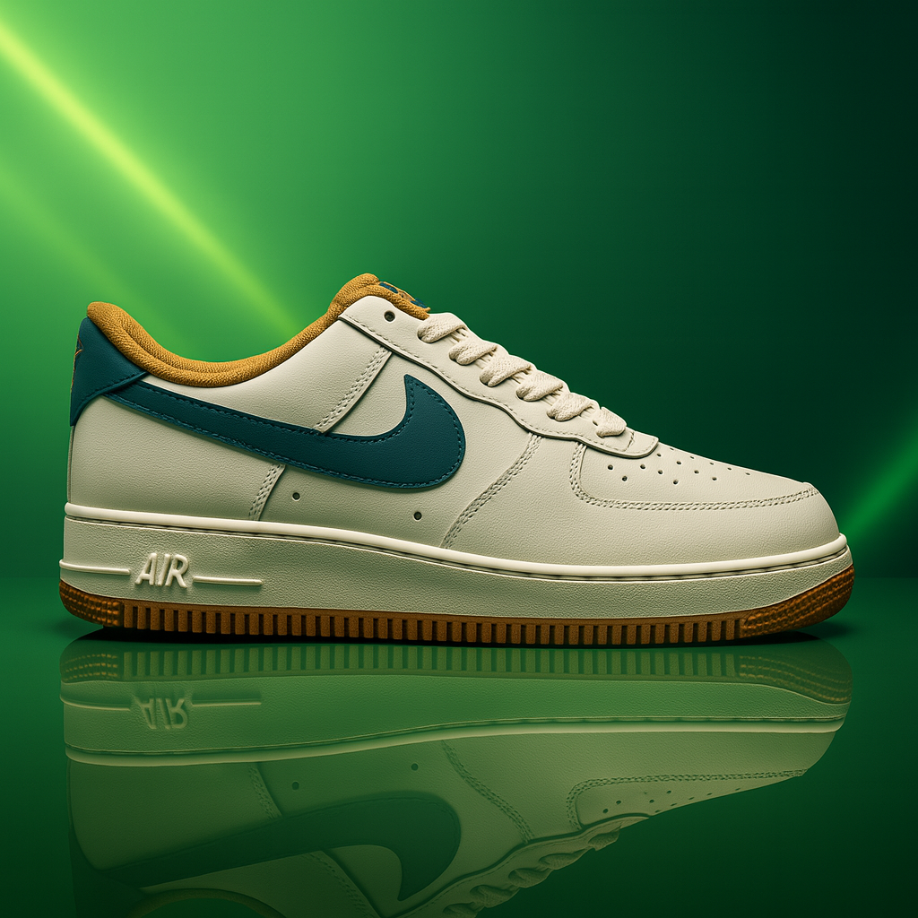Air Force 1 Low Green Tick Premium Sneaker Side Profile - The Shoe Society