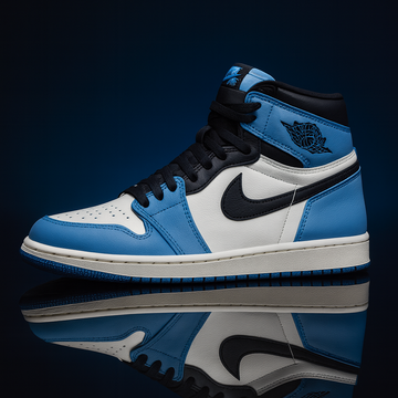 Jordan 1 High Golf University Blue Premium Sneaker Side Profile - The Shoe Society
