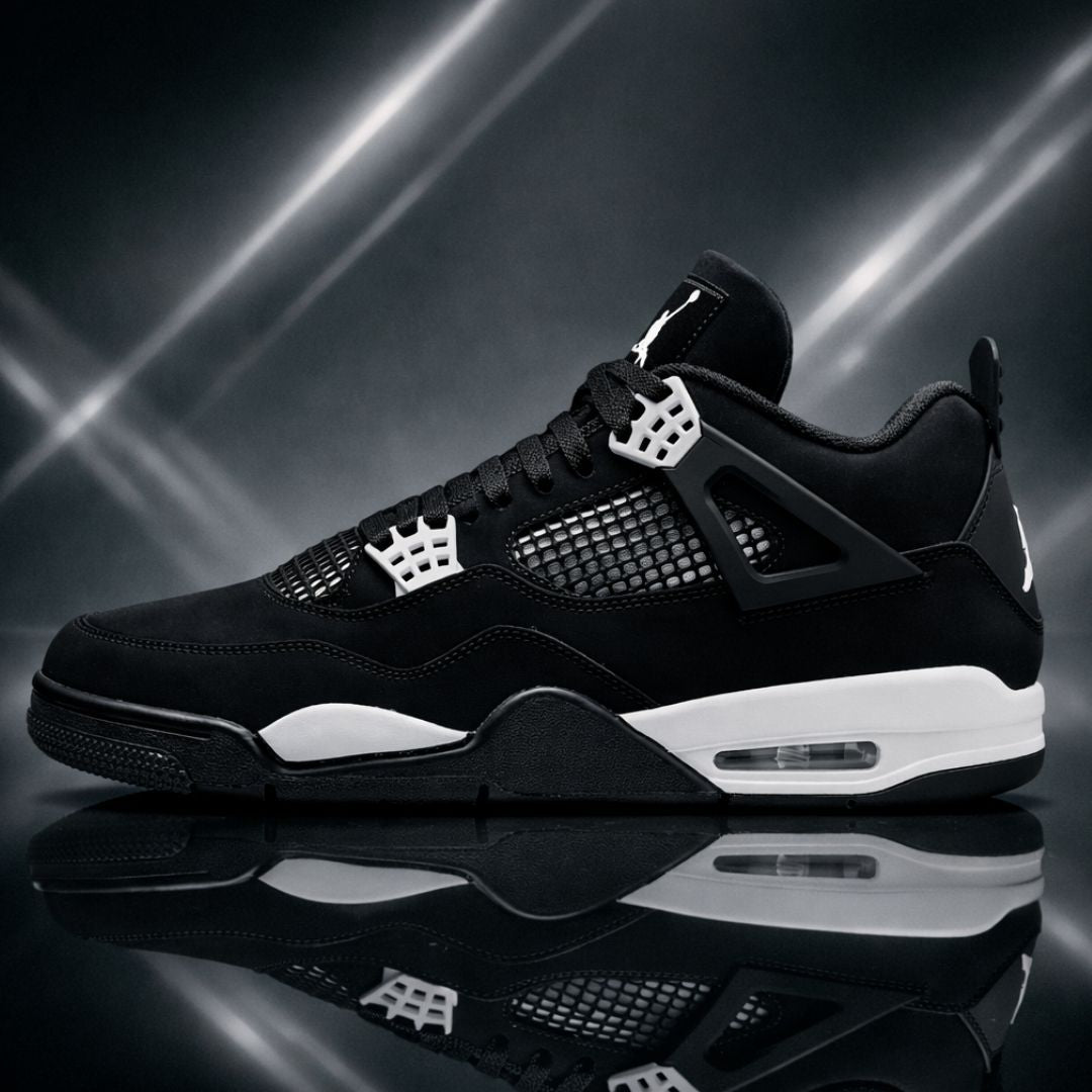 Jordan 4 Retro White Thunder Premium Sneaker Side Profile - The Shoe Society