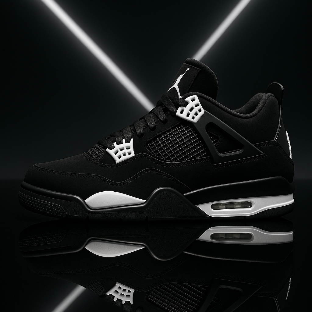 Jordan 4 Retro White Thunder Premium Sneaker Side Profile - The Shoe Society