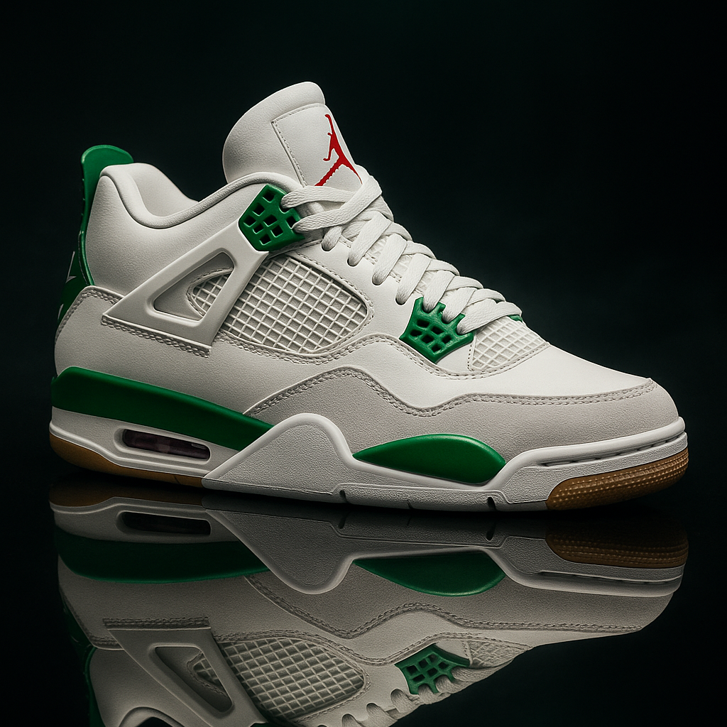 Jordan 4 SB Pine Green Premium Sneaker Side Profile - The Shoe Society