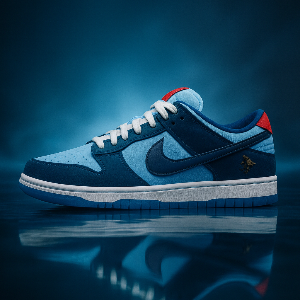 Blue-white retro low-top sneakers – front view