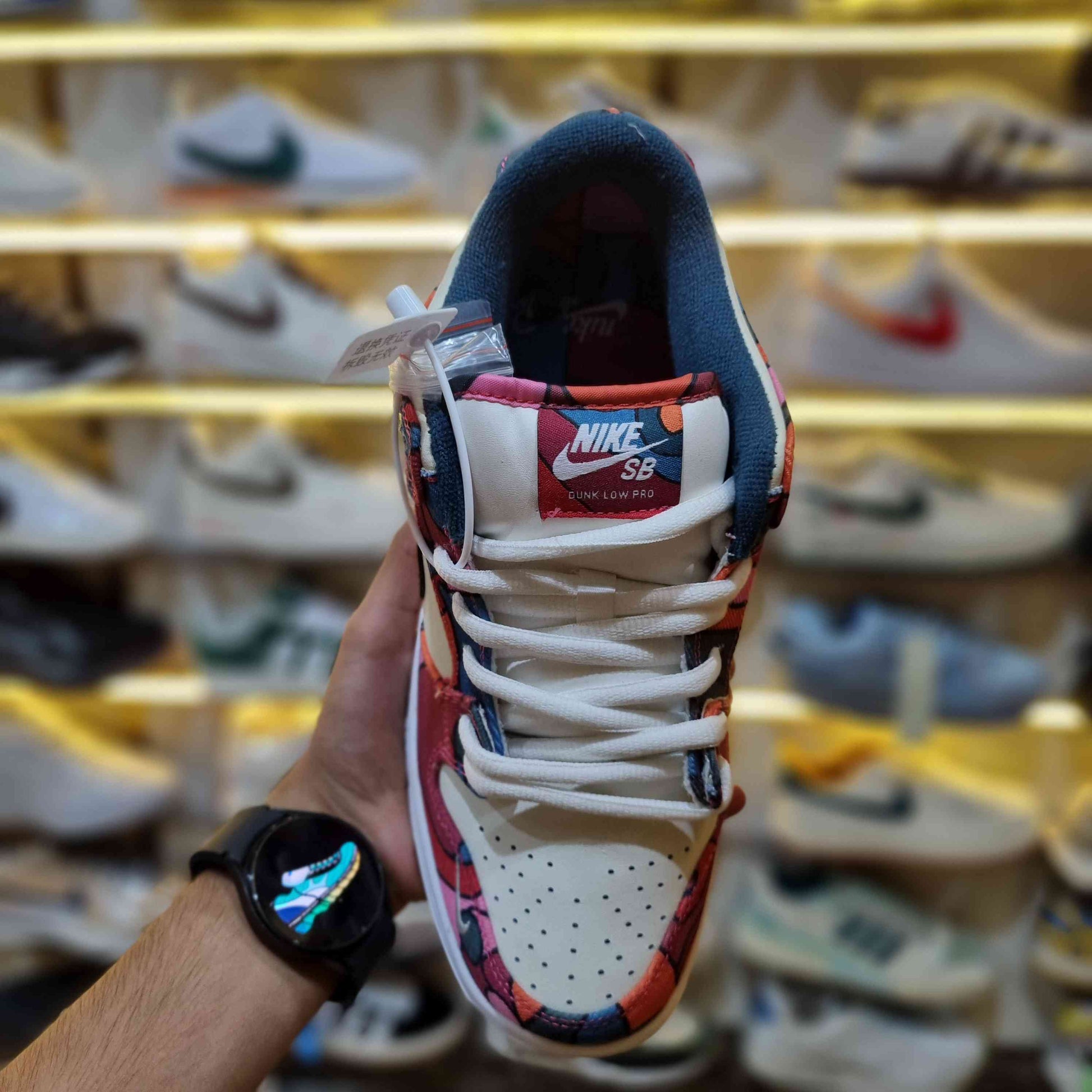 Multicolor abstract art retro low-top sneakers-shoes – front view