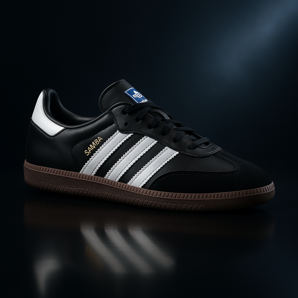 Retro black-white gum-sole low-top sneakers – front view