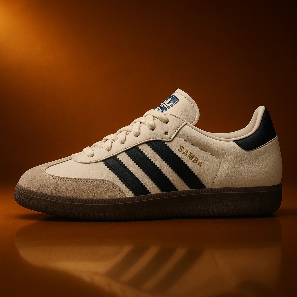 Retro white-black gum-sole low-top sneakers – front view